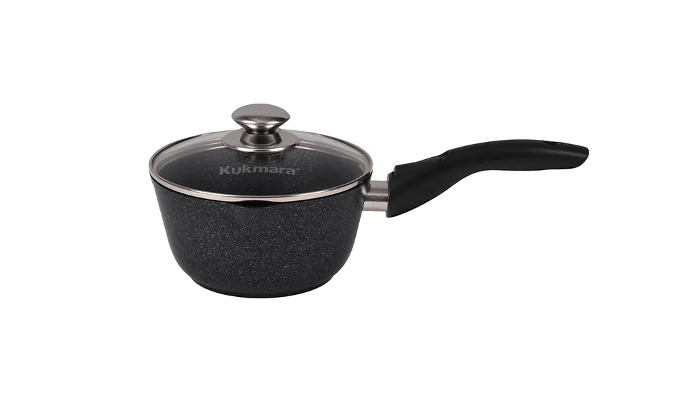 кмт0156а Ковш 1,5л с носиком со съёмной ручкой со стеклянной крышкой Мраморная (тёмный мрамор) 1 